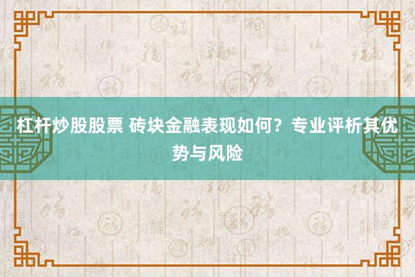 杠杆炒股股票 砖块金融表现如何？专业评析其优势与风险