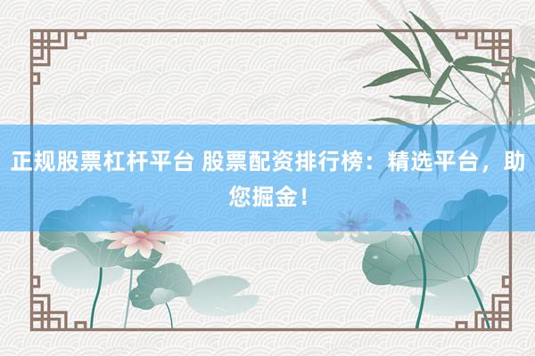 正规股票杠杆平台 股票配资排行榜：精选平台，助您掘金！