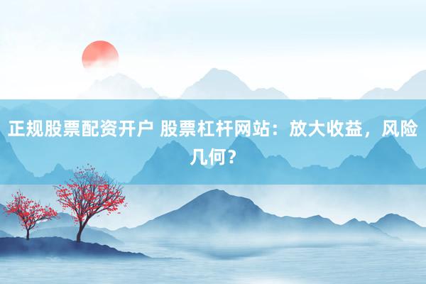 正规股票配资开户 股票杠杆网站：放大收益，风险几何？