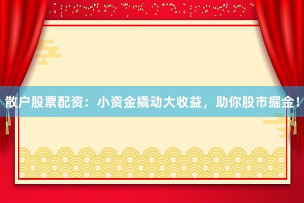 散户股票配资：小资金撬动大收益，助你股市掘金！
