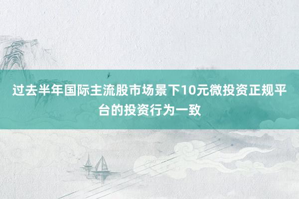 过去半年国际主流股市场景下10元微投资正规平台的投资行为一致