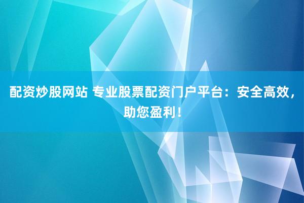 配资炒股网站 专业股票配资门户平台：安全高效，助您盈利！