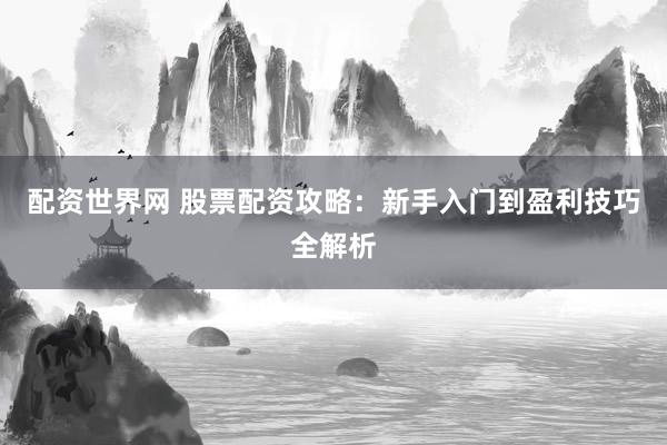 配资世界网 股票配资攻略：新手入门到盈利技巧全解析